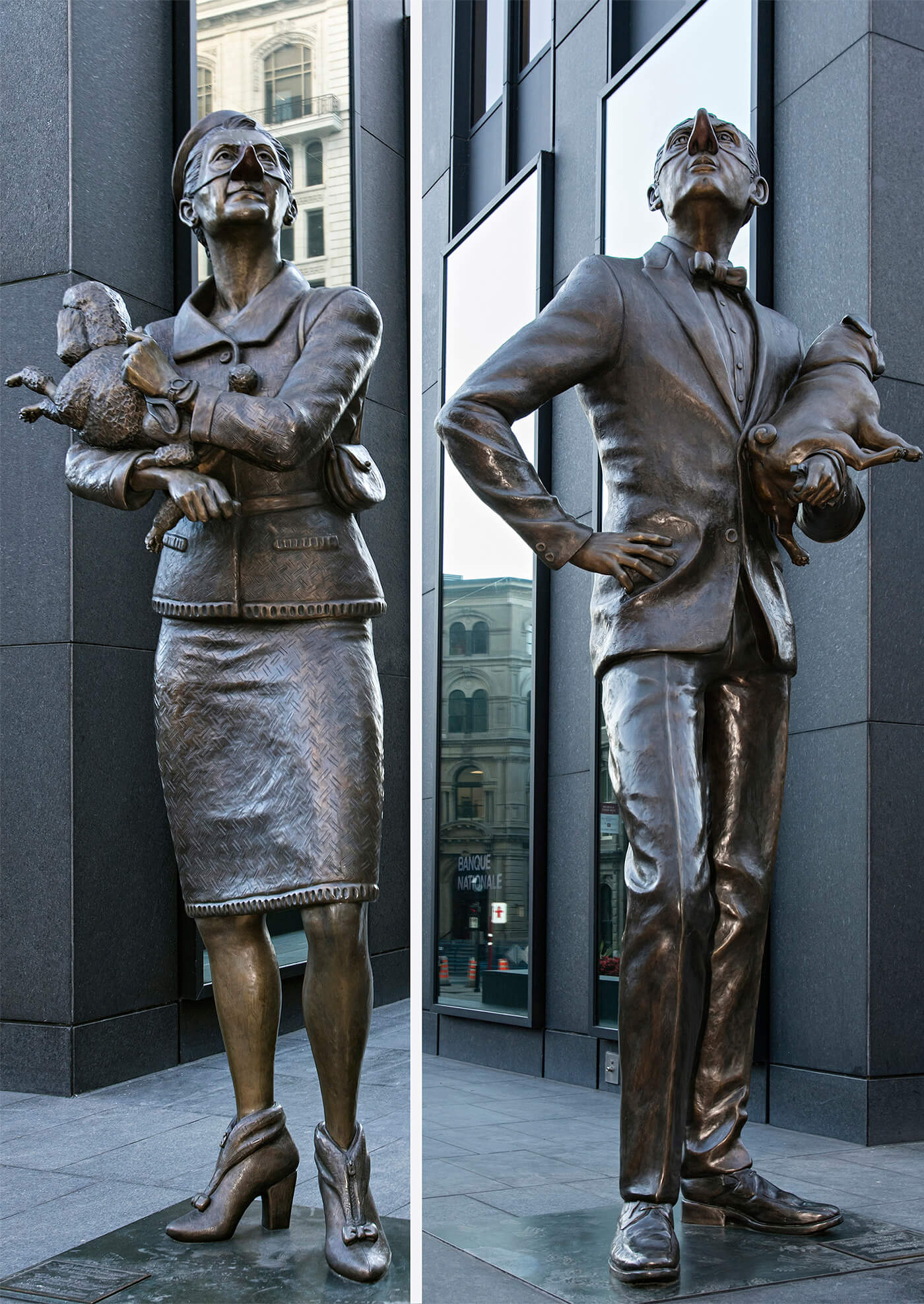 THE ENGLISH PUG & THE FRENCH POODLE Bronze Sculpture