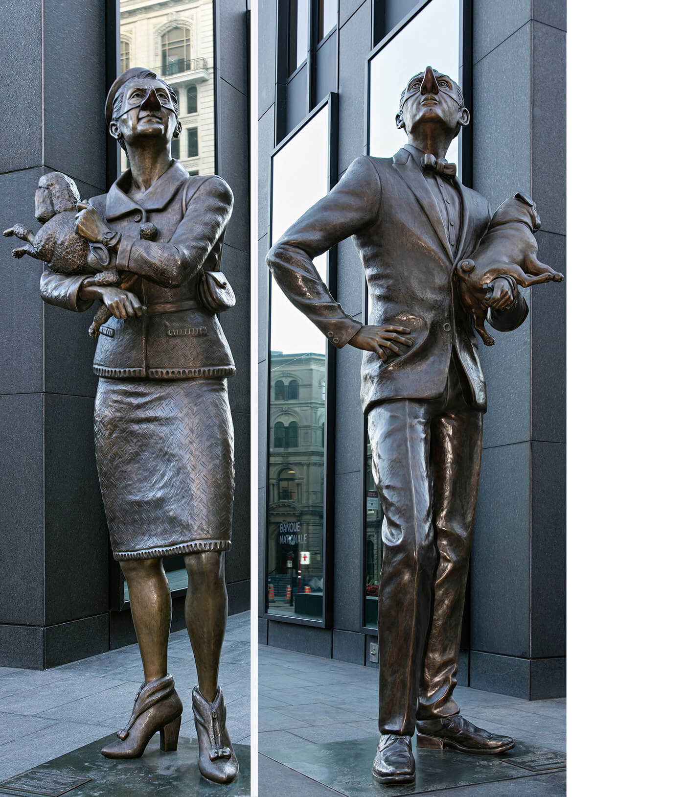 THE ENGLISH PUG & THE FRENCH POODLE Bronze Sculpture